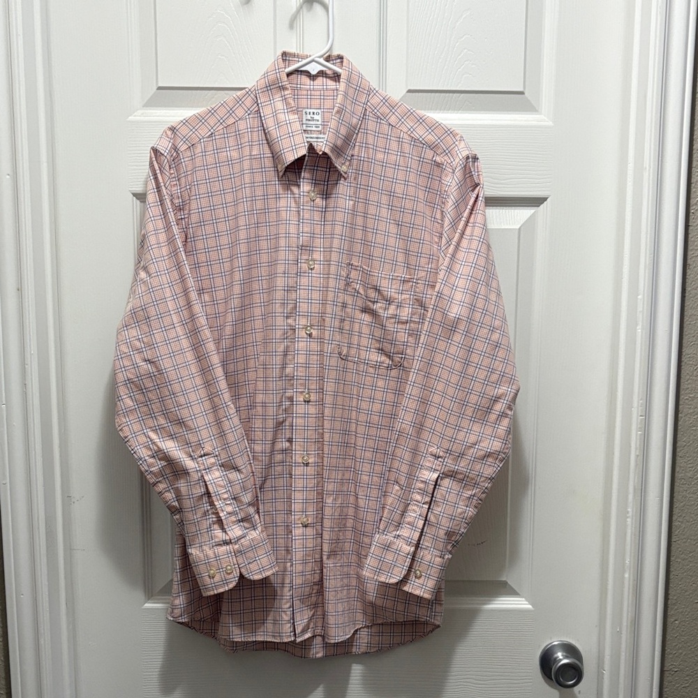 Men's  Pink and Blue Windowpane Dress Shirt